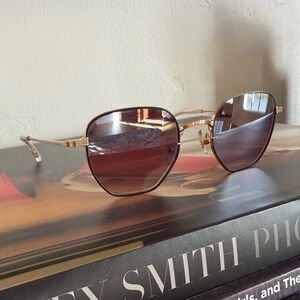 Krewe Troy Square Sunglasses with Gold Frame